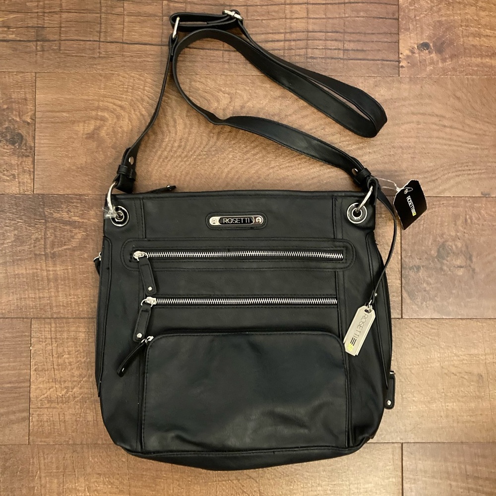 Rosetti NWT Black Large Crossbody Purse Lots of Pockets Organizer Bag